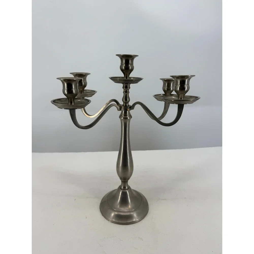 Pier 1 5-Arm Metal Candelabra Candle Holder Silver‎ Tone